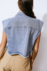 Washed Denim Sleeveless Vest