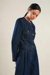 Dark Indigo Cropped Denim Jacket
