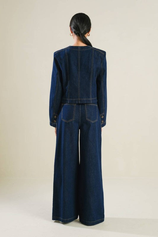 Dark Indigo Cropped Denim Jacket