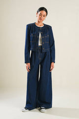 Dark Indigo Cropped Denim Jacket