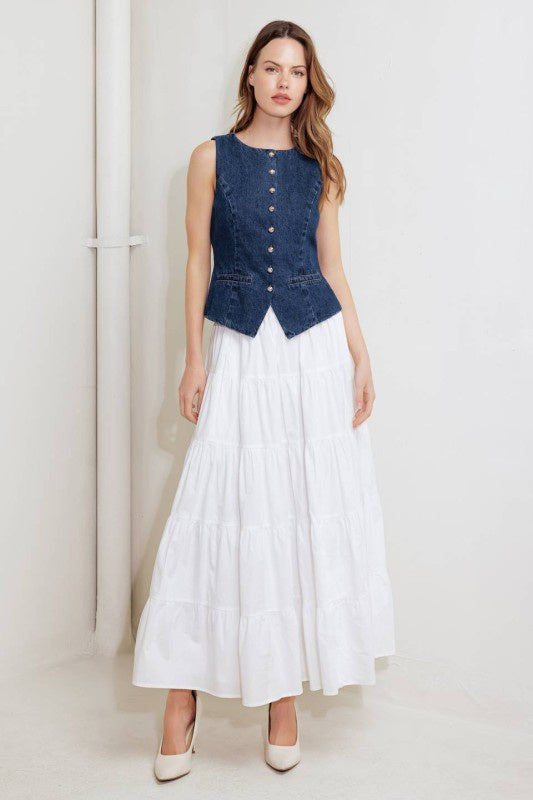 Structured Sleeveless Denim Vest