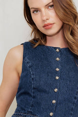 Structured Sleeveless Denim Vest