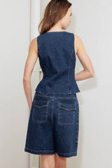 Structured Sleeveless Denim Vest