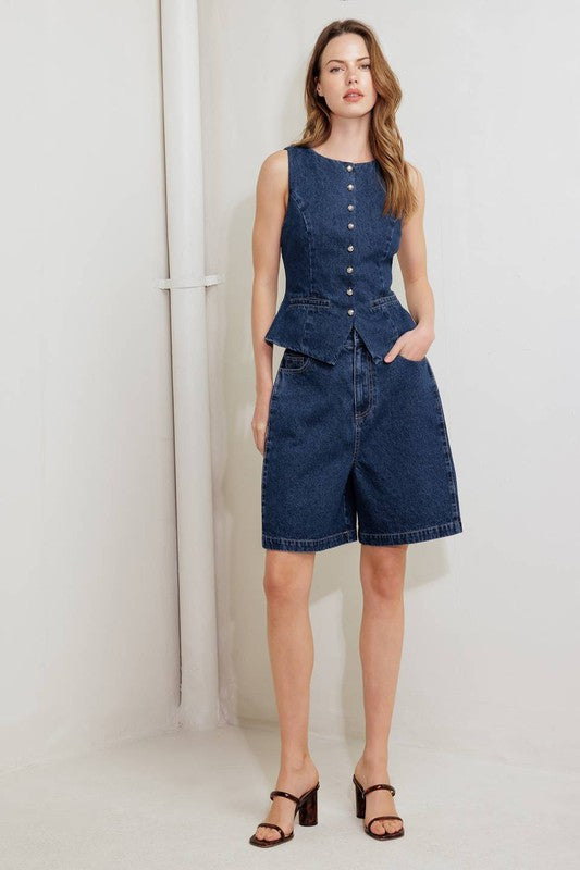 Structured Sleeveless Denim Vest