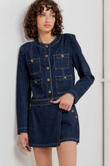 Denim Utility Jacket with Gold Buttons