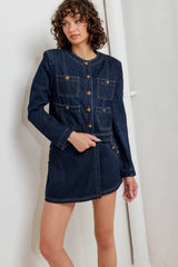 Denim Utility Jacket with Gold Buttons