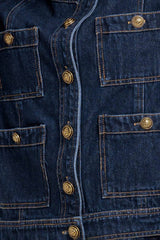 Denim Utility Jacket with Gold Buttons