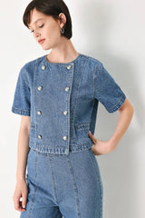 Denim Jacket With Double Button Detail