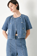 Denim Jacket With Double Button Detail