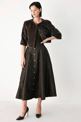 Brown Cropped Faux Fur Jacket
