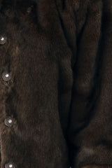 Brown Cropped Faux Fur Jacket
