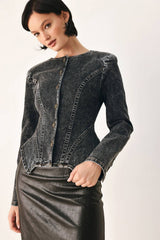 Acid Wash Sculpted Denim Jacket