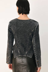 Acid Wash Sculpted Denim Jacket