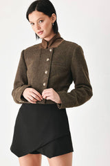 Micro Houndstooth Cropped Jacket