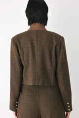Micro Houndstooth Cropped Jacket