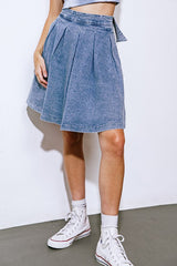 Washed Denim Full Skirt