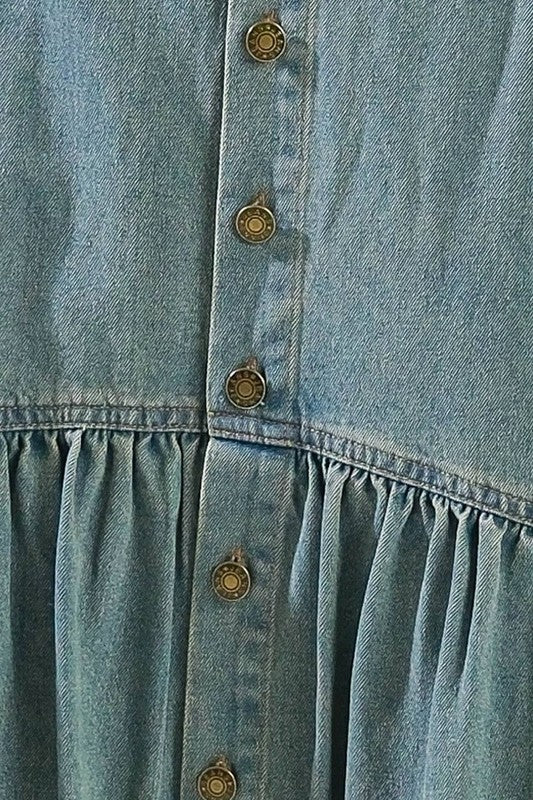 Washed Denim Chic Midi Skirt