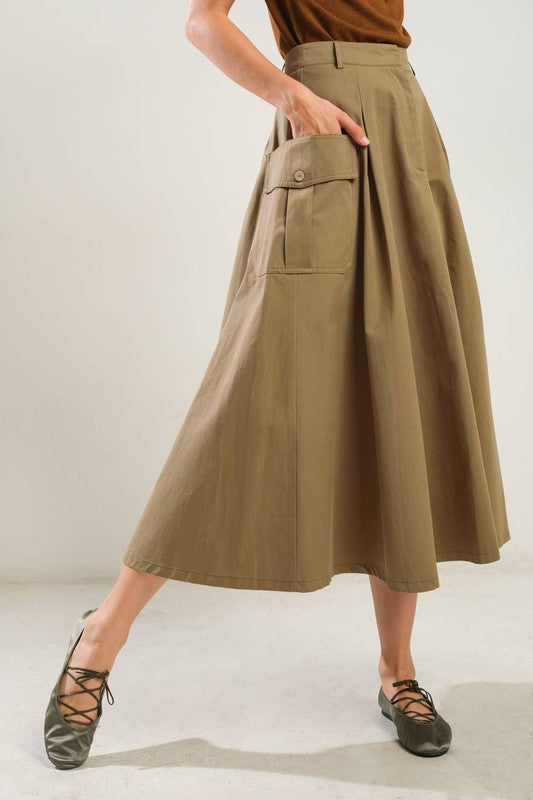 Side Pockets Woven Skirt