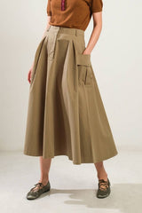 Side Pockets Woven Skirt