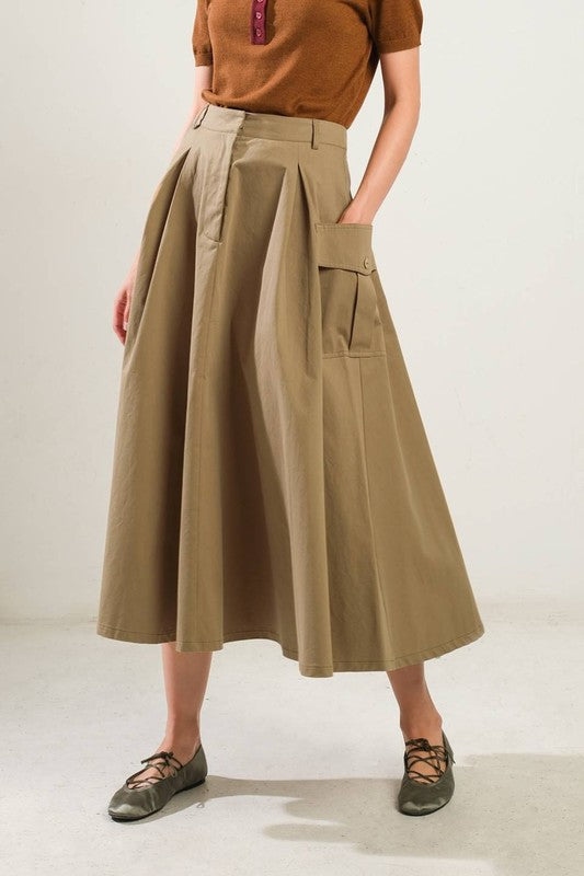 Side Pockets Woven Skirt