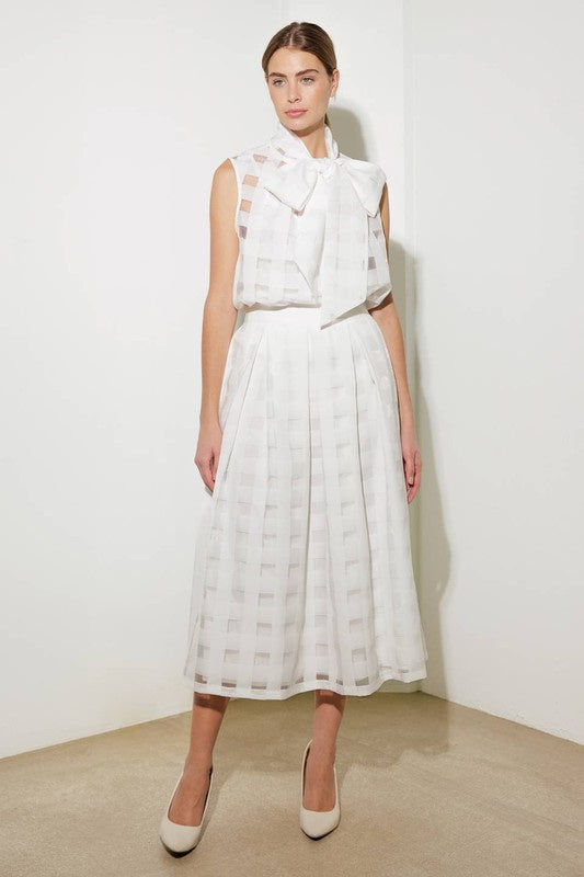 Solid Gingham Organza Full Skirt