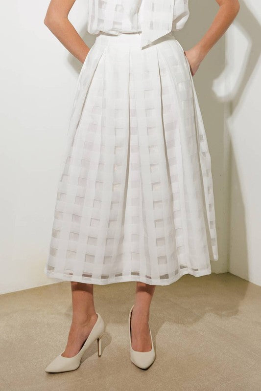 Solid Gingham Organza Full Skirt