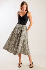 Woven Midi Full Skirt With Print