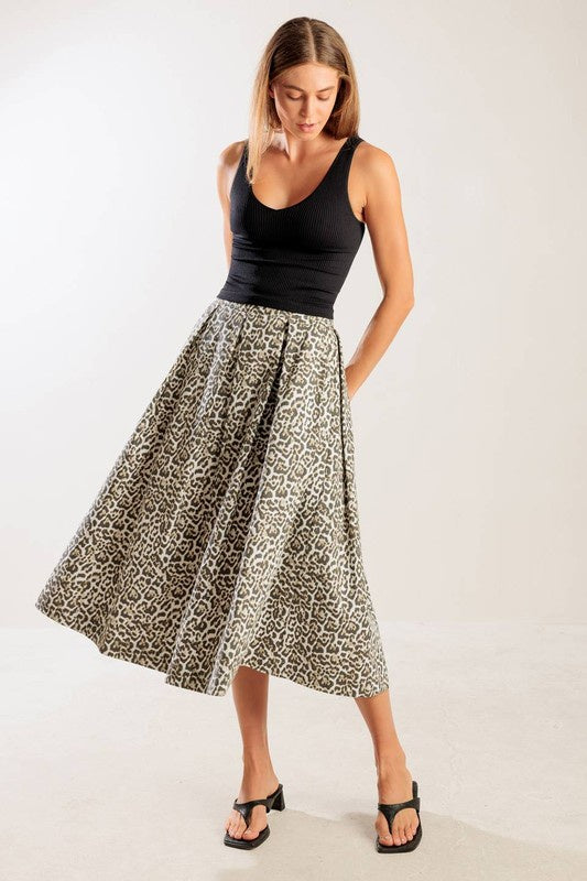 Woven Midi Full Skirt With Print