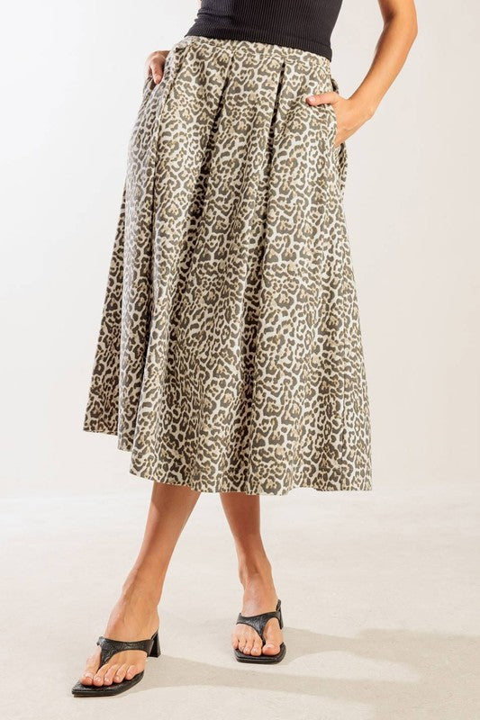 Woven Midi Full Skirt With Print