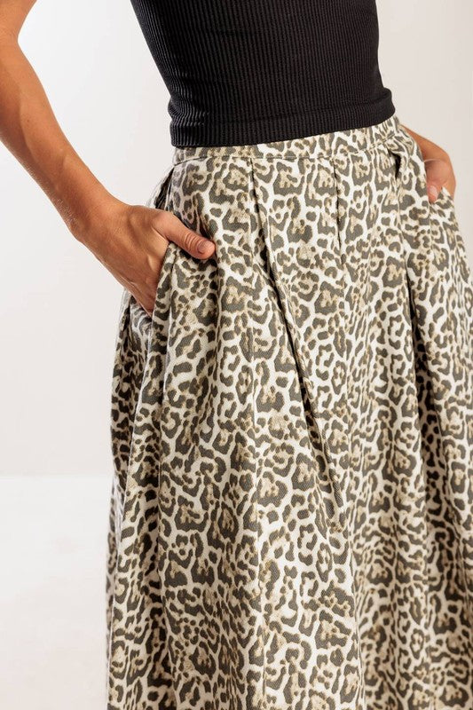 Woven Midi Full Skirt With Print