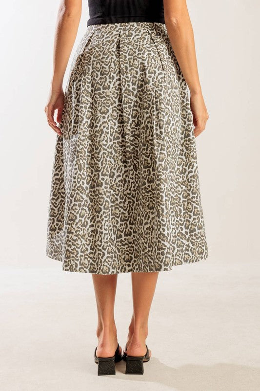 Woven Midi Full Skirt With Print
