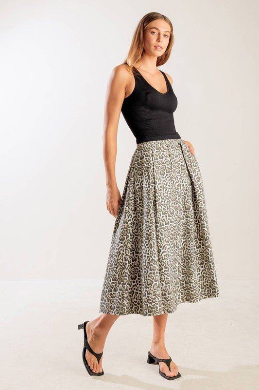 Woven Midi Full Skirt With Print
