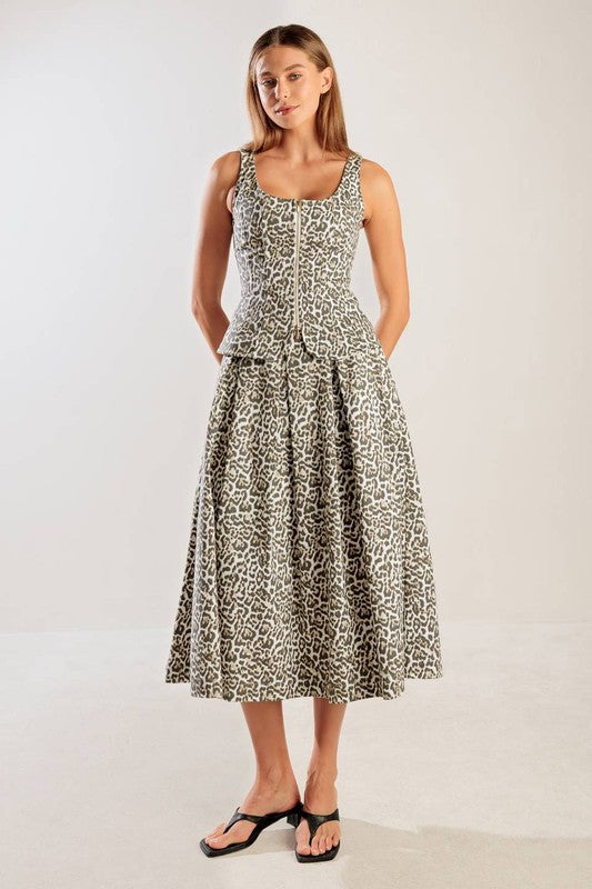 Woven Midi Full Skirt With Print