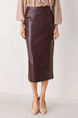 Sienna Faux Leather Midi Skirt (2 Color Ways)