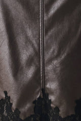 Faux Leather Lace Trim Midi Pencil Skirt