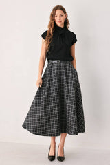 Edit Plaid Midi Skirt
