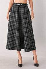 Edit Plaid Midi Skirt