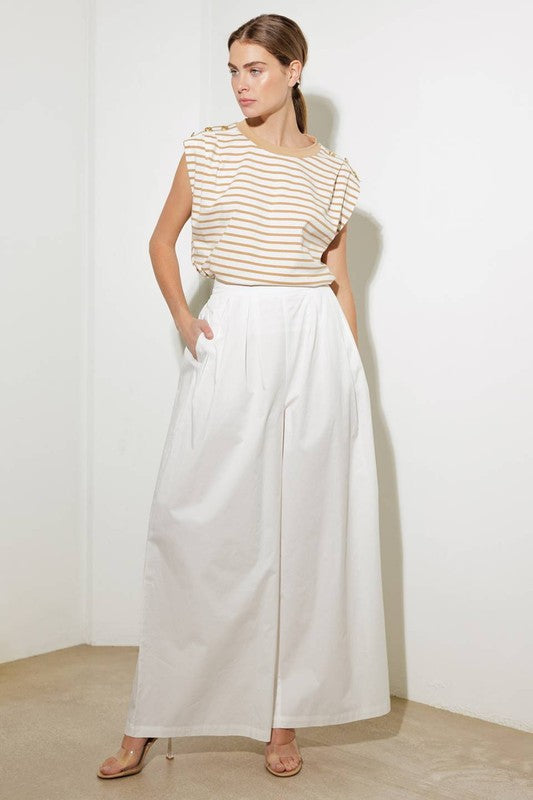 Solid Wide Leg Woven Pants