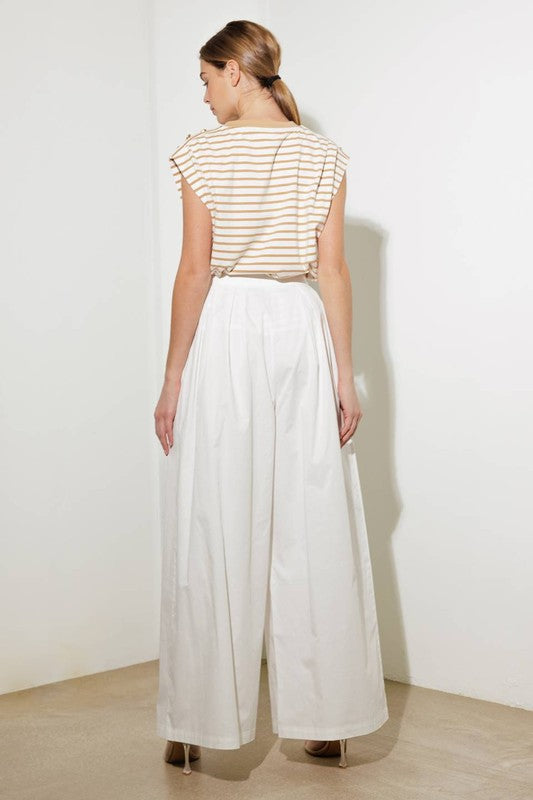 Solid Wide Leg Woven Pants