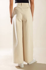 Solid Twill Wide-Leg Pants