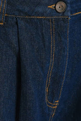 Cotton Wide-Leg Denim Pants