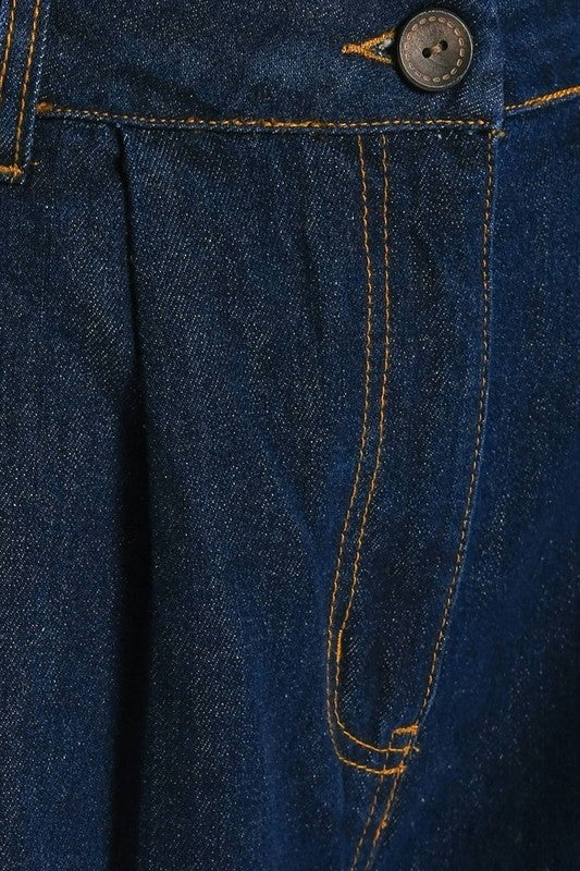 Cotton Wide-Leg Denim Pants