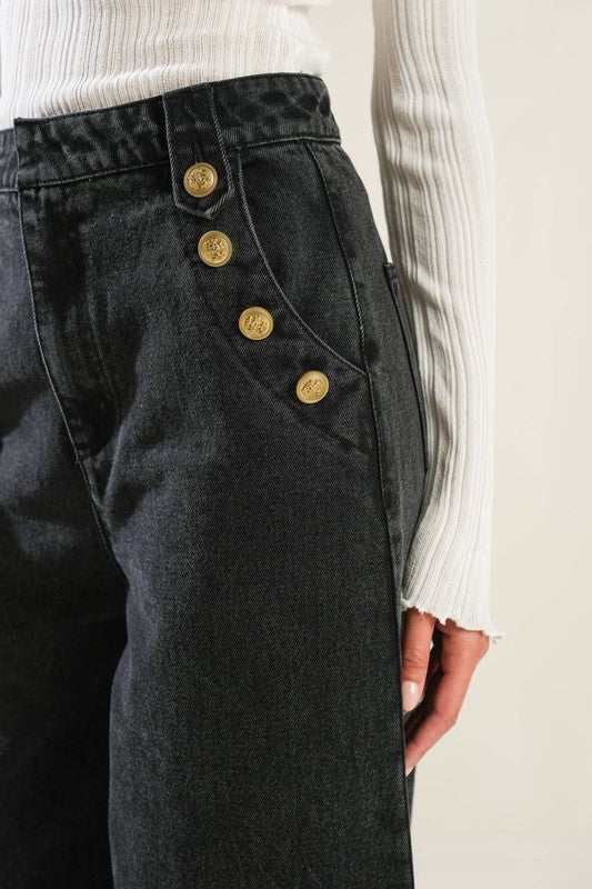 Washed Black Denim Pants