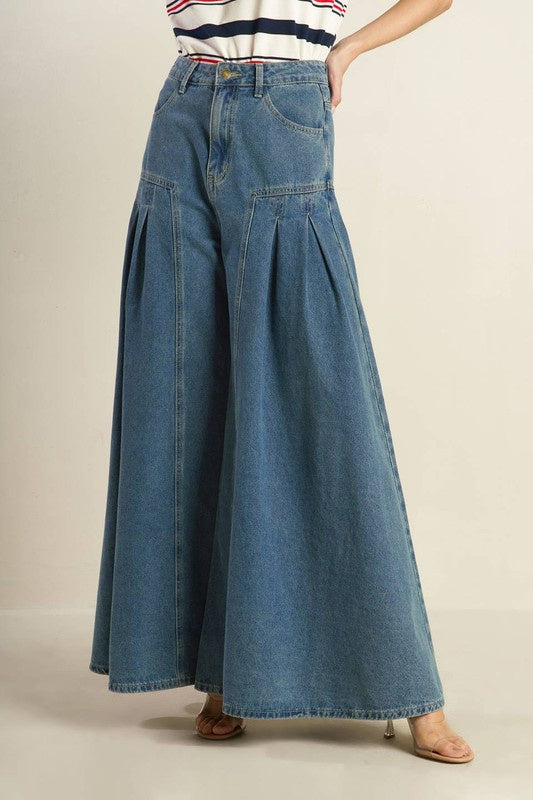 Extra Wide-Leg Denim Pants