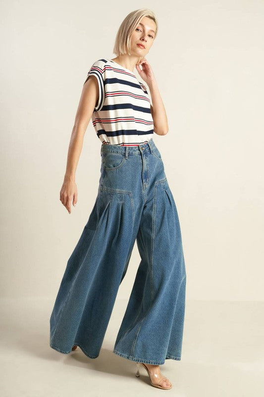 Extra Wide-Leg Denim Pants
