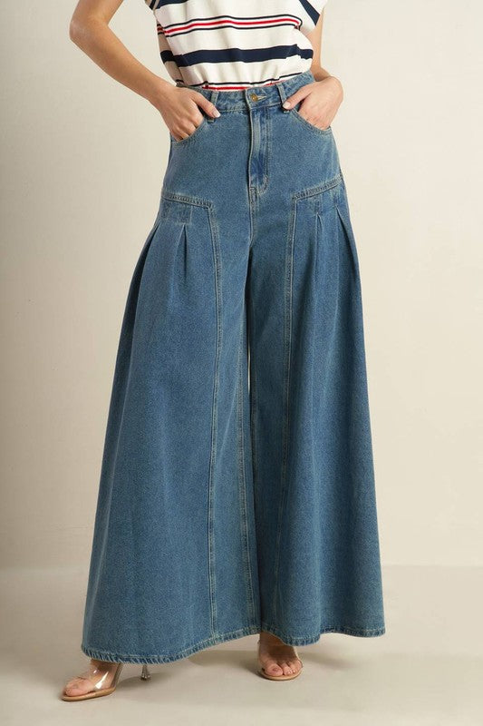 Extra Wide-Leg Denim Pants