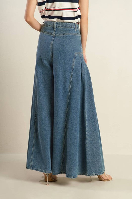 Extra Wide-Leg Denim Pants