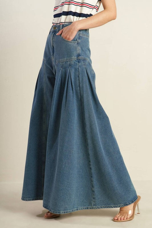 Extra Wide-Leg Denim Pants