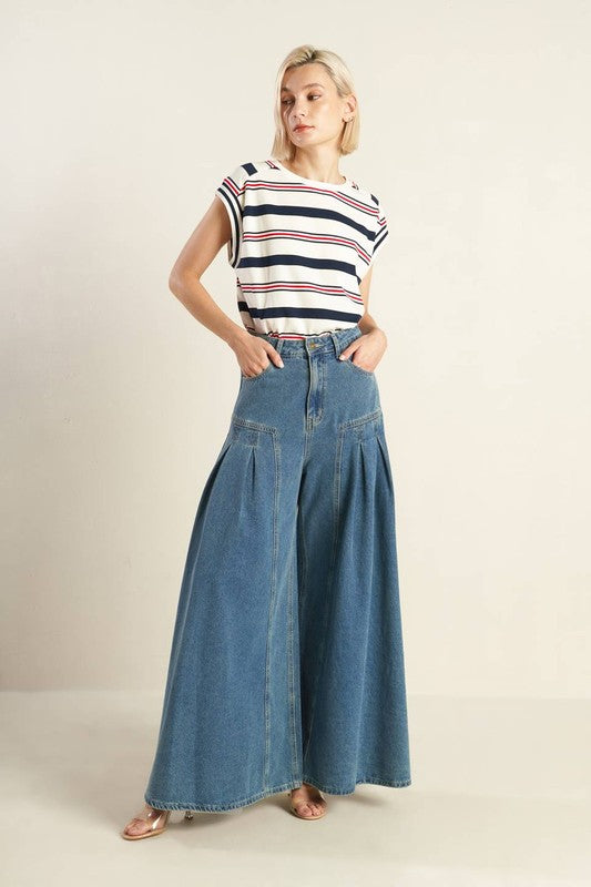 Extra Wide-Leg Denim Pants