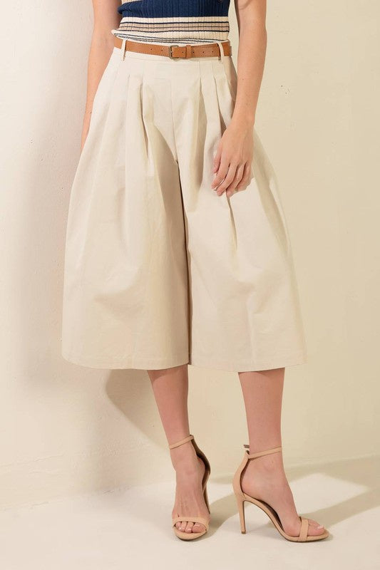 Solid Woven Culotte Pants